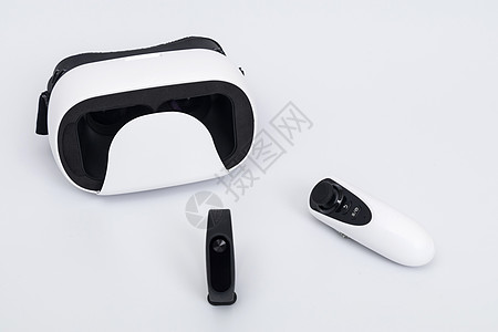 科技白底白色VR眼镜手环遥控器背景