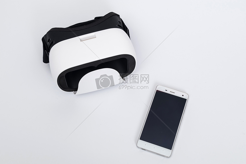 白色VR眼镜手机组合图片