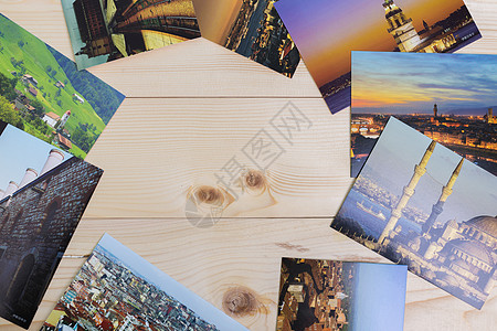 旅游度假明信片木板背景图片