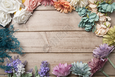 复古背景鲜花木板设计素材背景图片