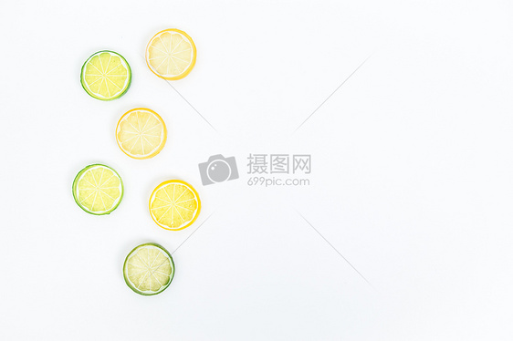 清新留白柠檬片素材图片