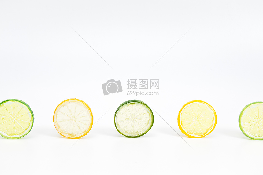 清新留白柠檬片设计背景图片