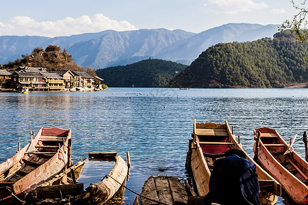 云南泸沽湖背景图片