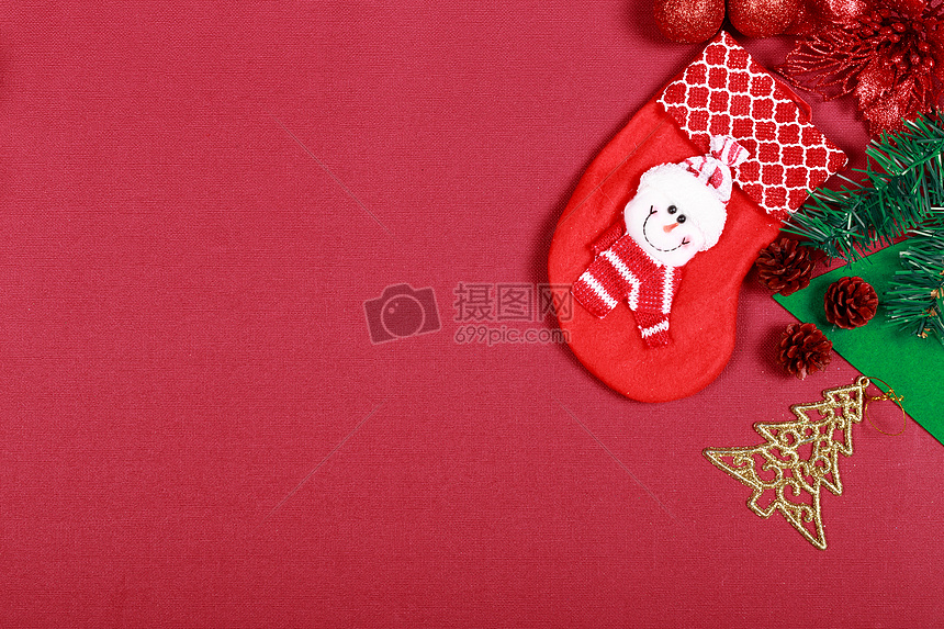 圣诞节红喜装扮饰品背景图片