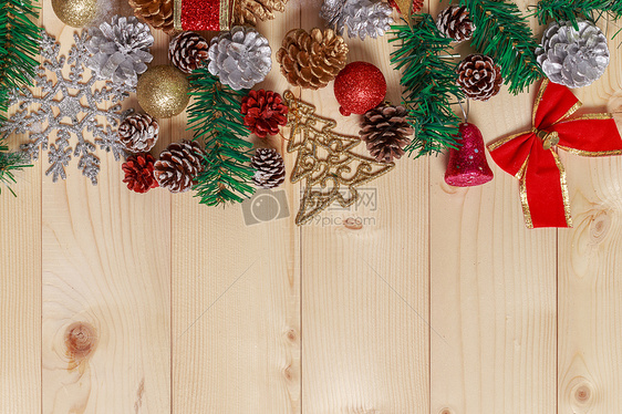圣诞节装饰品木板装扮背景图片