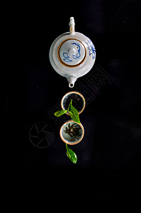 茶壶 茶叶 茶背景图片