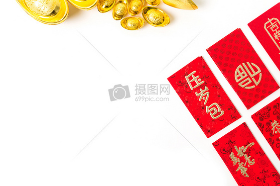 中国春节寓意红包摆拍图片