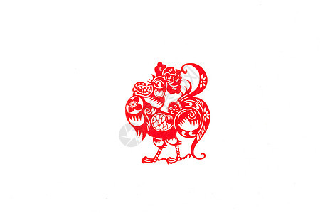 新春十二生肖中国剪纸鸡背景图片