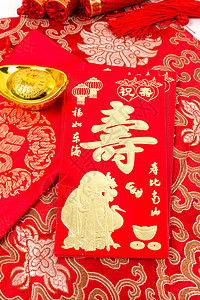 中国春节传统饰品排列摆拍高清图片