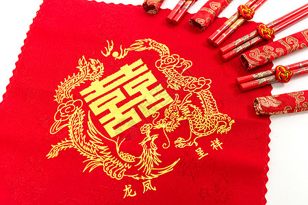 结婚嫁妆红布筷子背景高清图片