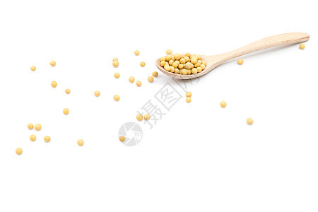 散落的黄豆和木勺背景图片