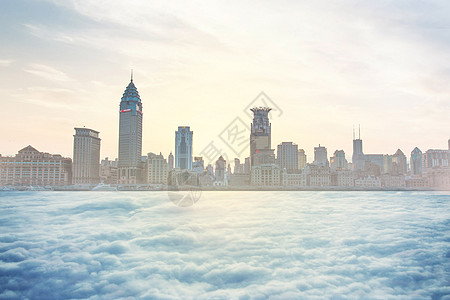 云上的城市背景图片