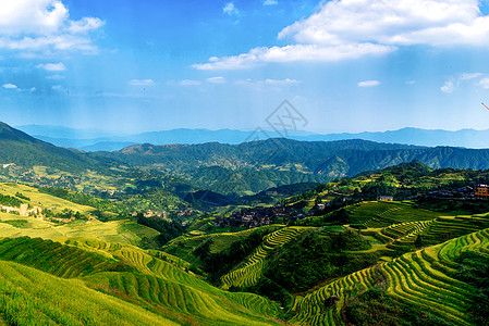 云上人家广西龙胜梯田背景