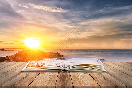清晨海滩背景设计图片