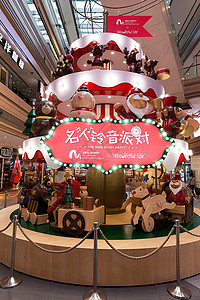 城市商场圣诞装扮圣诞树背景图片