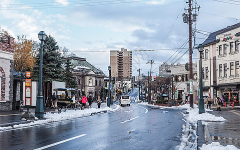 北海道街头雪天街景高清图片