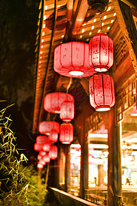 美丽的锦里夜景背景