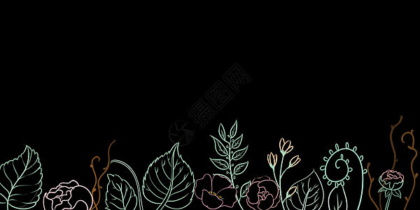 大气黑色花朵边框背景背景图片