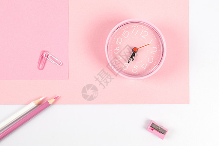 小清新粉色闹钟元素桌面图片