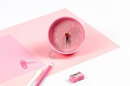 小清新粉色闹钟元素桌面图片