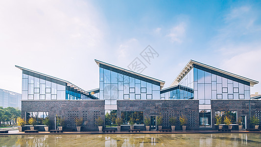 现代风格建筑上海嘉定图书馆背景
