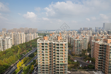 杭州高沙蓝天白云建筑高清图片