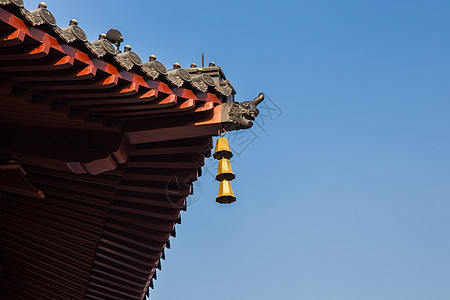 杭州建筑雷锋塔龙头屋檐风铃背景