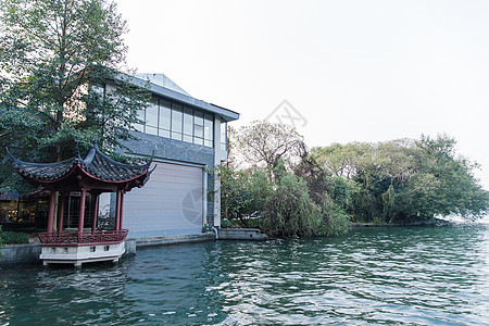 杭州西湖休息凉亭图片