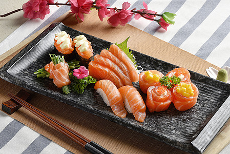 金枪鱼色拉日本料理寿司背景