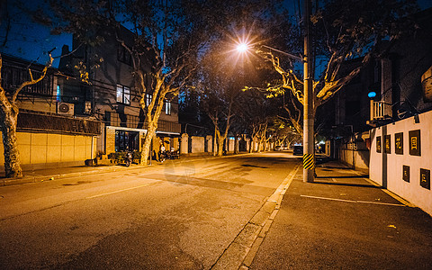 武康路街头夜景高清图片