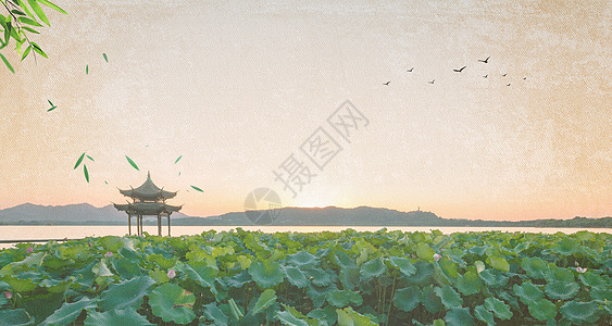 中国风山水亭子背景图片