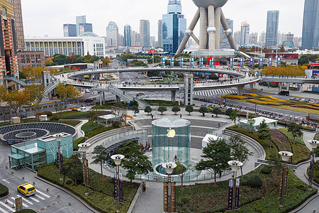 上海陆家嘴城市现代建筑结构外立面背景图片