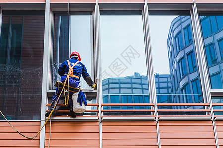 致敬清洁工人大厦建筑清洁工清洗外立面背景