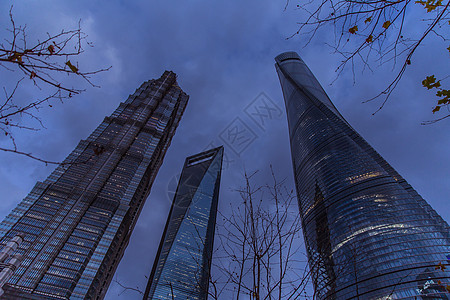 三个圈夜晚陆家嘴地标建筑背景