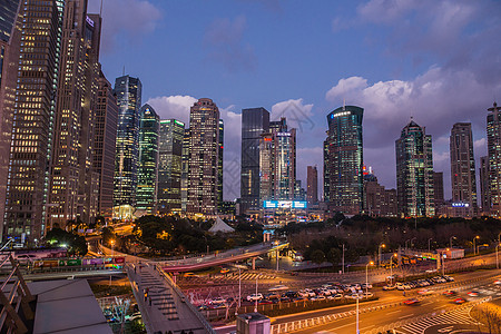 老夜上海城市大气陆家嘴夜景背景