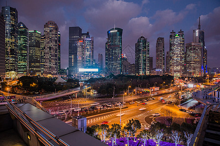 城市大气陆家嘴夜景背景图片