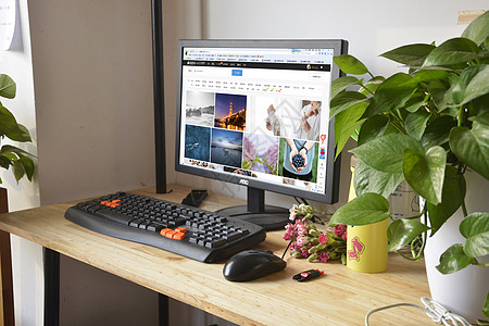 办公桌电子计算机白领背景图片