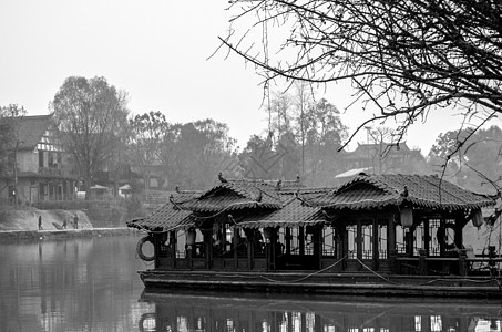 雾水江南船坞背景