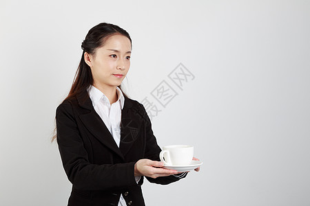 高铁咖啡素材白底合成素材商务人像女性背景