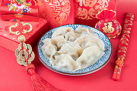 结婚红包中国年传统美食水饺背景