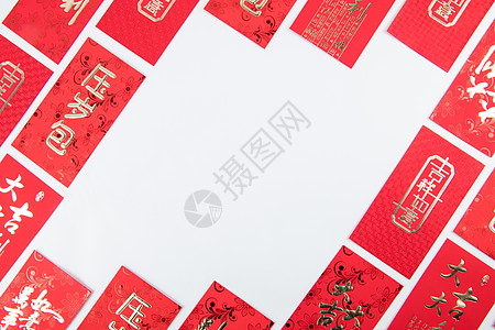 红包袋背景中国风红高清图片