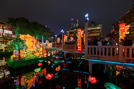 民俗庙会中国新年春节灯会夜景背景