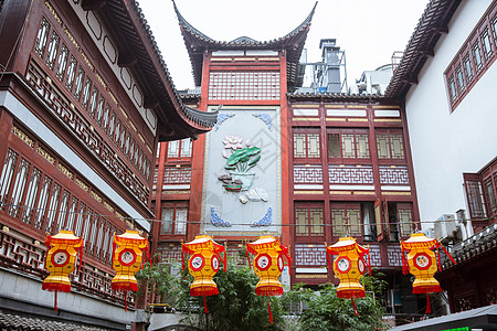 上海豫园民俗灯笼喜庆过年图片
