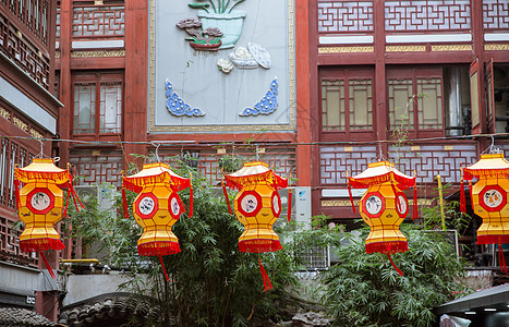上海豫园民俗灯笼喜庆过年背景图片