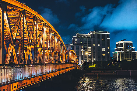 桥梁夜景上海外白渡桥夜景背景