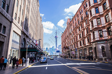 上海街景上海黄浦区国外设计建筑背景