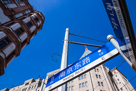 上海黄浦区南京东路路牌背景