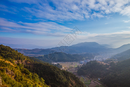 大气山脉田园乡村风光高清图片