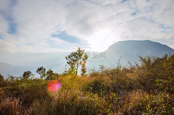 大气日落蓝天白云山脉图片