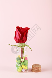 创意瓶子里的红玫瑰图片